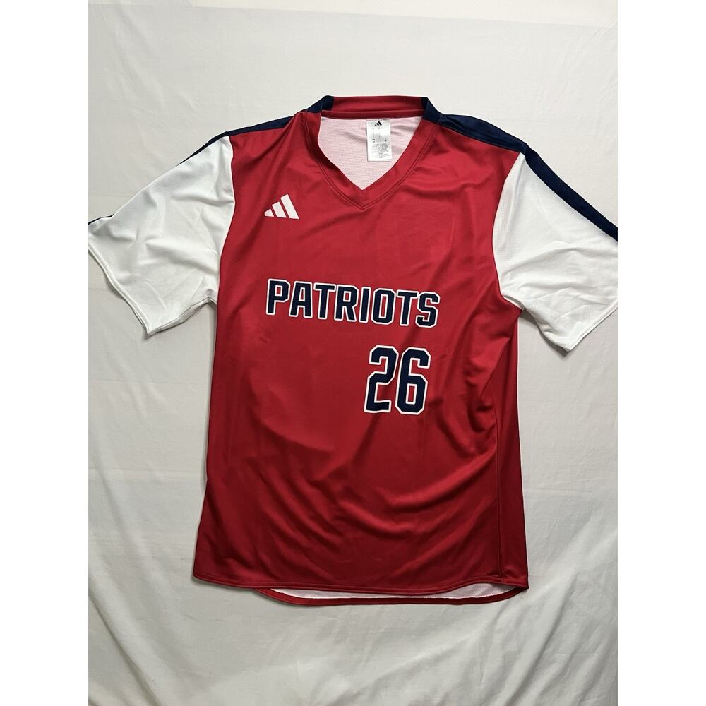 Adidas Patriots 26 Team Jersey Mens L Red White Blue Y2K Athletic Top
